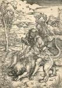 Samson Vechtend Met De Leeuw by Albrecht Durer