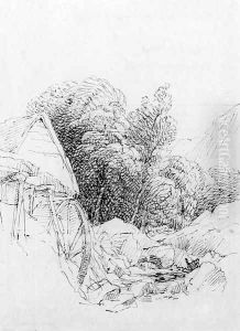 Two studies of a watermill