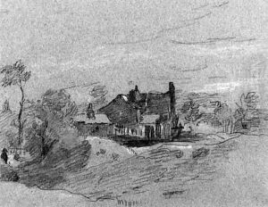 A Cottage in a wooded landscpe