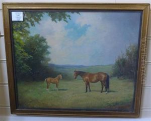 Horses In A Landscape by Percy Earl