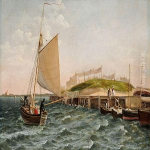 En Sejlbaad I Vending Ved Strandbredden by Christoffer Wilhelm Eckersberg