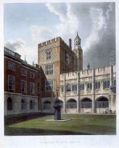 Cloisters of Eton College, from History of Eton College, part of History of the Colleges, engraved by J. Bluck (fl.1791-1831) pub. by R. Ackermann, 1816 by William Westall