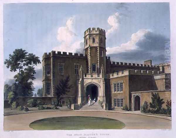 The Head Masters House, Rugby School, from History of Rugby School, part of History of the Colleges, engraved by Joseph Constantine Stadler (fl.1780-1812) pub. by R. Ackermann, 1816 - view 1