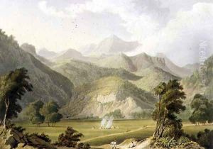 Approach to the Bore Ghaut, from a painting by Lt. Col. Johnson, engraved by T. Fielding and coloured by J.B. Hogarth