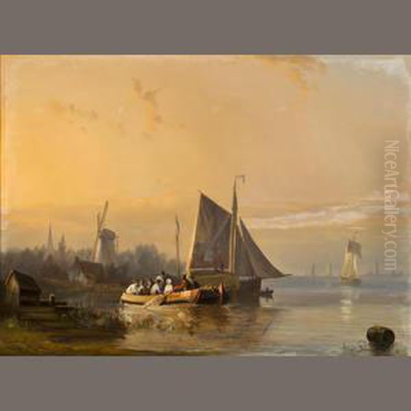 A River Scene At Dusk - view 1