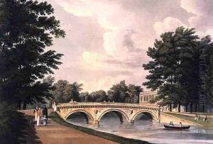 Trinity College Bridge, Cambridge, from The History of Cambridge, engraved by Joseph Constantine Stadler (fl.1780-1812), pub. by R. Ackermann, 1815