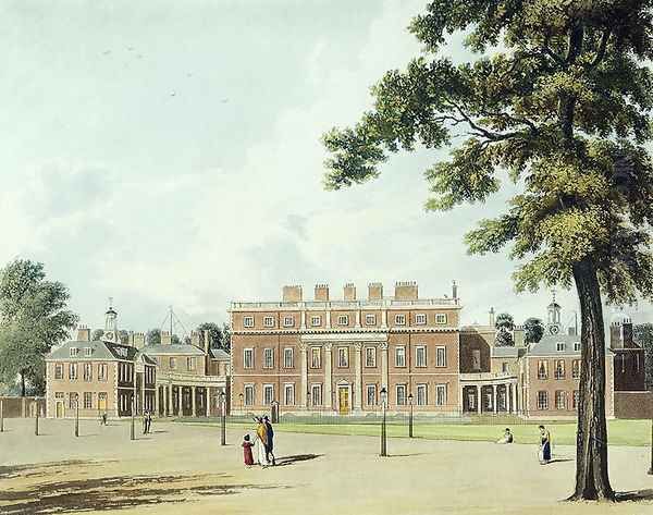 Buckingham House, from The History of the Royal Residences, engraved by Thomas Sutherland (b.1785), by William Henry Pyne (1769-1843), 1819 - view 1