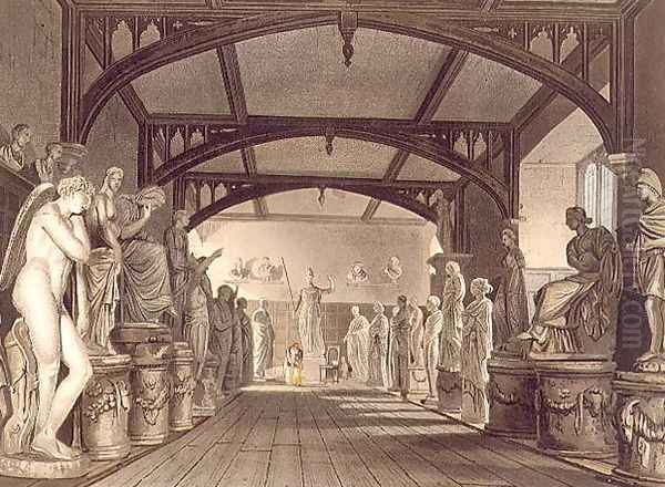 The Statue Gallery, illustration from the History of Oxford, engraved by Frederick Christian Lewis (1779-1856) pub. by R. Ackermann, 1814 - view 1