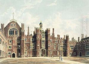 View of the Quadrangle at Hampton Court Palace from Pynes Royal Residences engraved by Thomas Sutherland (b.c.1785), published in 1819 by William Westall