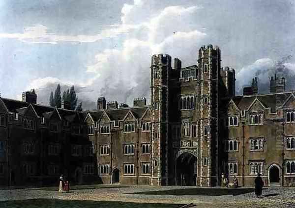 The Second Court of St. Johns College, Cambridge, from The History of Cambridge, engraved by Joseph Constantine Stadler (fl.1780-1812), pub. by R. Ackermann, 1815 - view 1