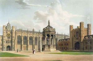 The Court of Trinity College, Cambridge, from The History of Cambridge, engraved by J. Bluck (fl.1791-1831), pub. by R. Ackermann, 1815 by William Westall