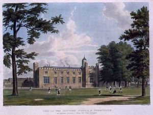 View of the Southern Schools and Dormitories of Rugby School from the Playground, from History of Rugby School, part of History of the Colleges, engraved by Joseph Constantine Stadler (fl.1780-1812) pub. by R. Ackermann, 1816 by William Westall