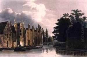 St. Johns College, from Fishers Lane, Cambridge, from The History of Cambridge, engraved by Joseph Constantine Stadler (fl.1780-1812), pub. by R. Ackermann, 1815