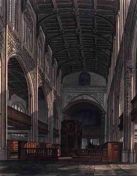 Interior of St. Marys Church, Cambridge, from The History of Cambridge, engraved by Joseph Constantine Stadler (fl.1780-1812), pub. by R. Ackermann, 1815 - view 1
