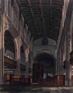 Interior of St. Marys Church, Cambridge, from The History of Cambridge, engraved by Joseph Constantine Stadler (fl.1780-1812), pub. by R. Ackermann, 1815 by William Westall