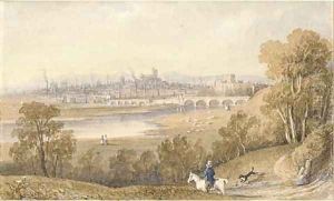 Carlisle from the road to Richerby, Cumbria by William Westall