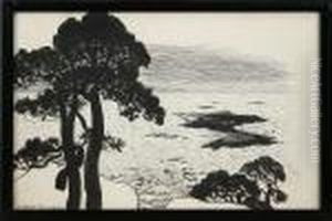 Tallar Vid Havet, Signerad Albert Engstrom