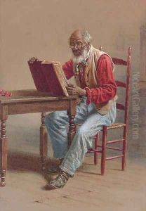 A Seated Man Reading by Thomas Waterman Wood