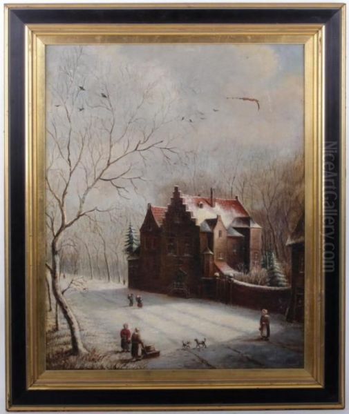 A Winter Scene With Figures And Dogs - view 1