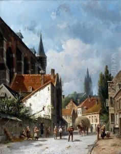 Zonnige Dag In Een Straat Bij De Kerk