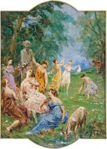 Proserpina E Le Ninfe Presso Le Rive Del Lago Pergusa by Fabbio Fabbi