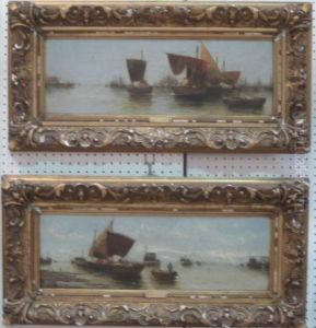 Fishing Boats Around The Coast by H. Fabre