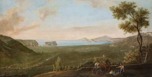 Veduta Del Golfo Di Pozzuoli 
Visto Da Sopra Bagnoli, Con L'isola Di Nisida A Sinistra, Baia, Bacoli A
 Destra Sul Mare, Il Capo Miseno E Dietro Il Monte Di Procida In Fondo