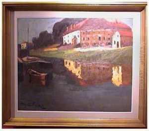 55 X 68. Signee <elysee Fabry> En Bas A Gauche.dans Un Cadre Vieil Or Soigne