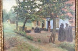 Fermette Avec Personages by Edgard Farasyn