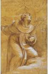 Saint Anthony Of Padua In Ecstacy Holding Lillies And A Crucifix In A Landscape