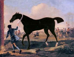 The Duke Of Rutland's Bonny Black Held By A Groom At Newmarket