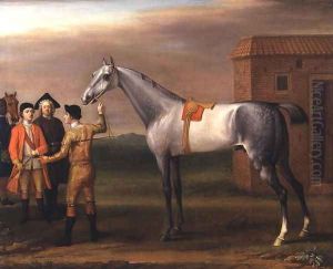 Lamprey, with his owner, Sir William Morgan, at Newmarket, 1723