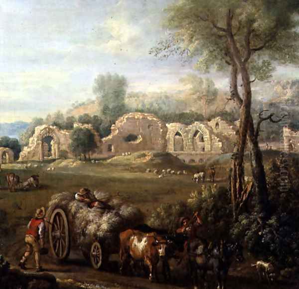 Haycart Passing a Ruined Abbey, c.1740-50 - view 1