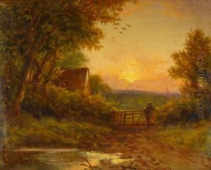 Scenic Landscape With A Boy And A Gate