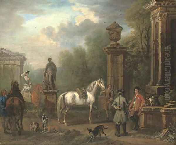 Portrait of Charles Spencer, 3rd Duke of Marlborough (1706-1758), and Elizabeth, Duchess of Marlborough, with a hunting party - view 1
