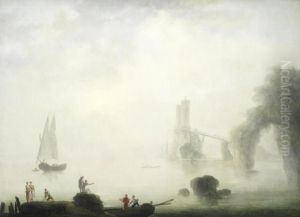 Fishermen On A Shore, In A Mediterranean Coastal Landscape