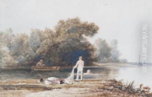 Bathers On The Banks Of The Thames by Thales Fielding
