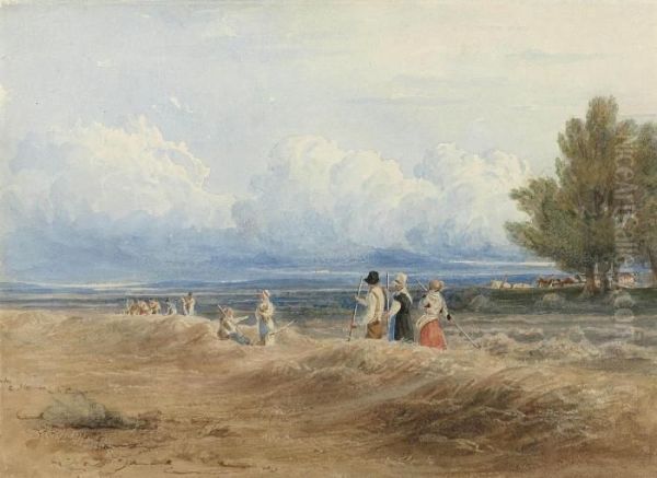 Gleaners At Work On A Windy Summer's Day - view 1