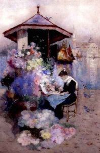 Flower Seller on the Riva, Venice by David Woodlock