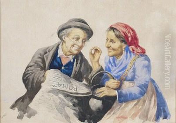 A Couple Reading The Roma Newspaper - view 1