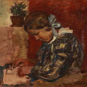 A Girl With Her Drawing Tools by Ludvig Find