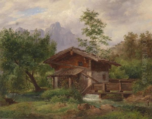 "old Mill At Werfen With View Of The Torsaule And Mandlwand On The Hochkonig" - view 1