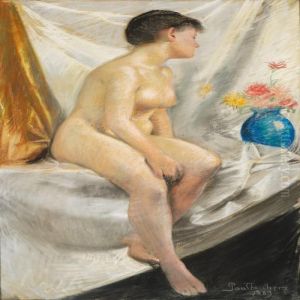 The Nude And The Blue Vase by Paul-Gustave Fischer