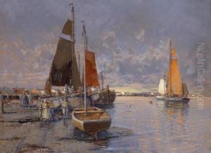 Fishermen In The Harbour In The Evening Light