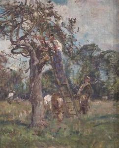 Gathering Apples, Normandy by William Mark Fisher