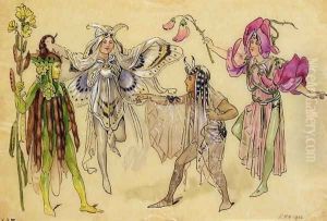Four Fairy Costumes for A Midsummer Nights Dream produced by Robert Courtneidge at the Princes Theatre, Manchester, 1896-1903 by C. Wilhelm
