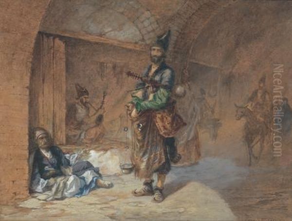 Scene De Rue Animee En Orient - view 1