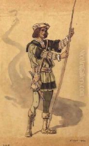 Orlando, costume design for Shakespeare's "As You Like It", produced by R. Courtneidge at the Princes Theatre, Manchester by C. Wilhelm