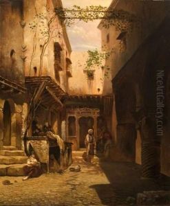 Scene Orientale. by Eugene Napoleon Flandin