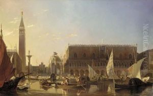 Gondolas On The Grand Canal In Front Of The Doge's Palace,venice